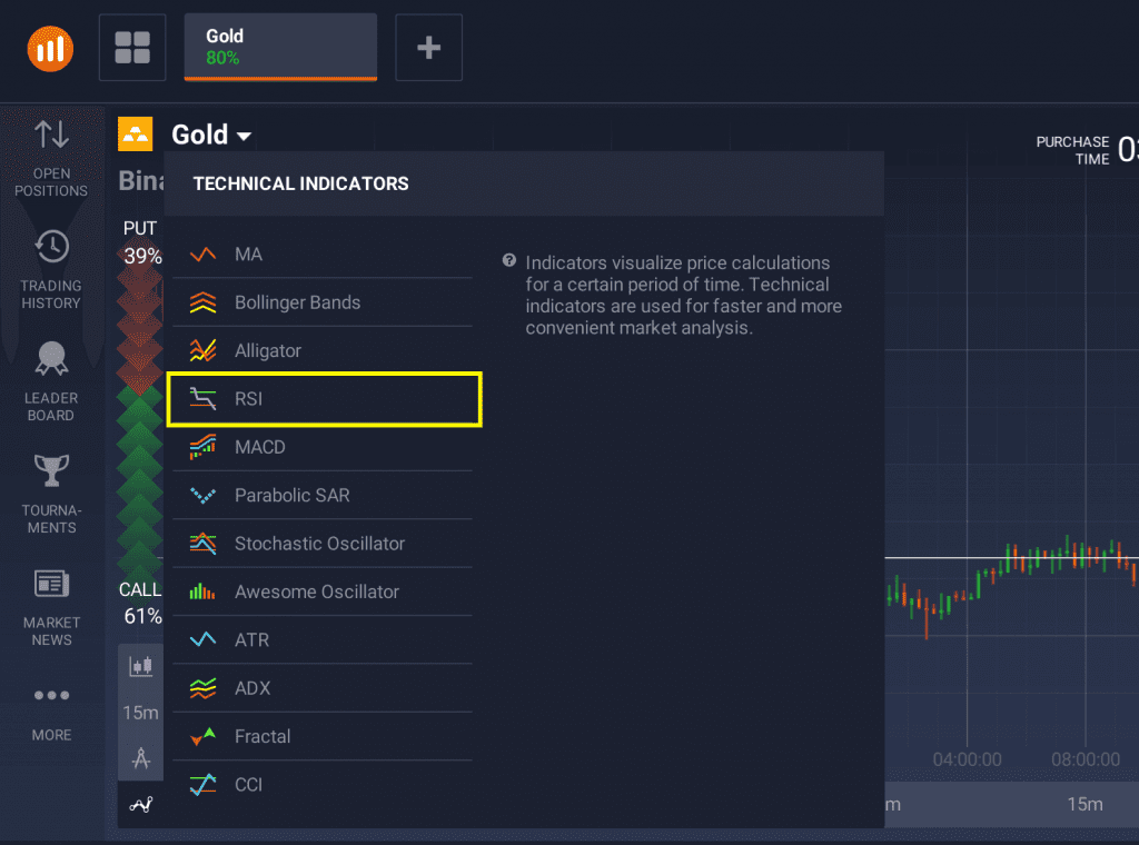 Go to the indicators tab and pick the RSI