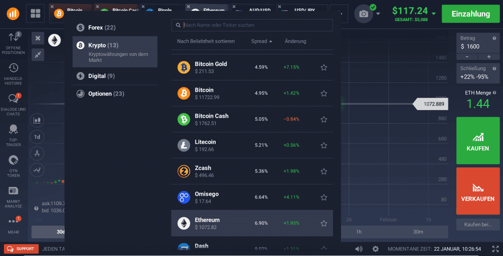 Krypto trading platform