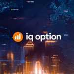 IQ Option logo on the world map