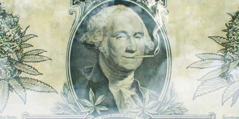 President Washington smokes a joint on a $1 bill.